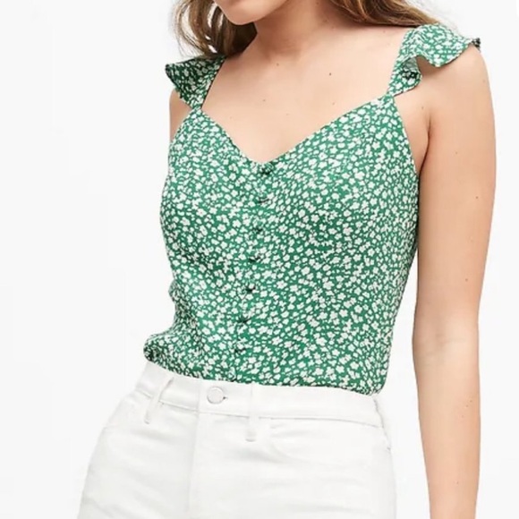NWT Banana Republic ECOVERO CROPPED TANK in Green Floral women’s size XXL New - Picture 1 of 11